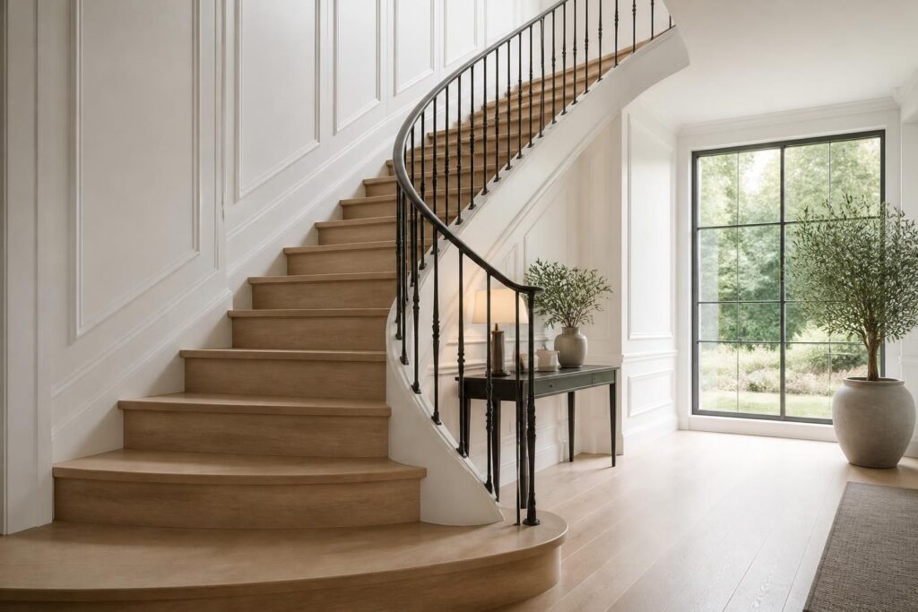 découvrez l'escalier à la française, alliant élégance et simplicité, pour sublimer l'intérieur de votre maison avec charme et authenticité.