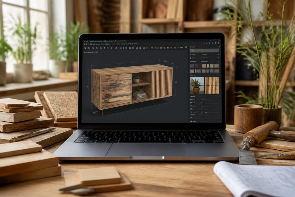logiciel de conception de meubles pour créer des pièces sur mesure alliant design personnalisé et respect de l'environnement.